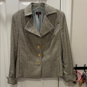 Escada Shimmering Gold-and blue Tone Tweed Blazer